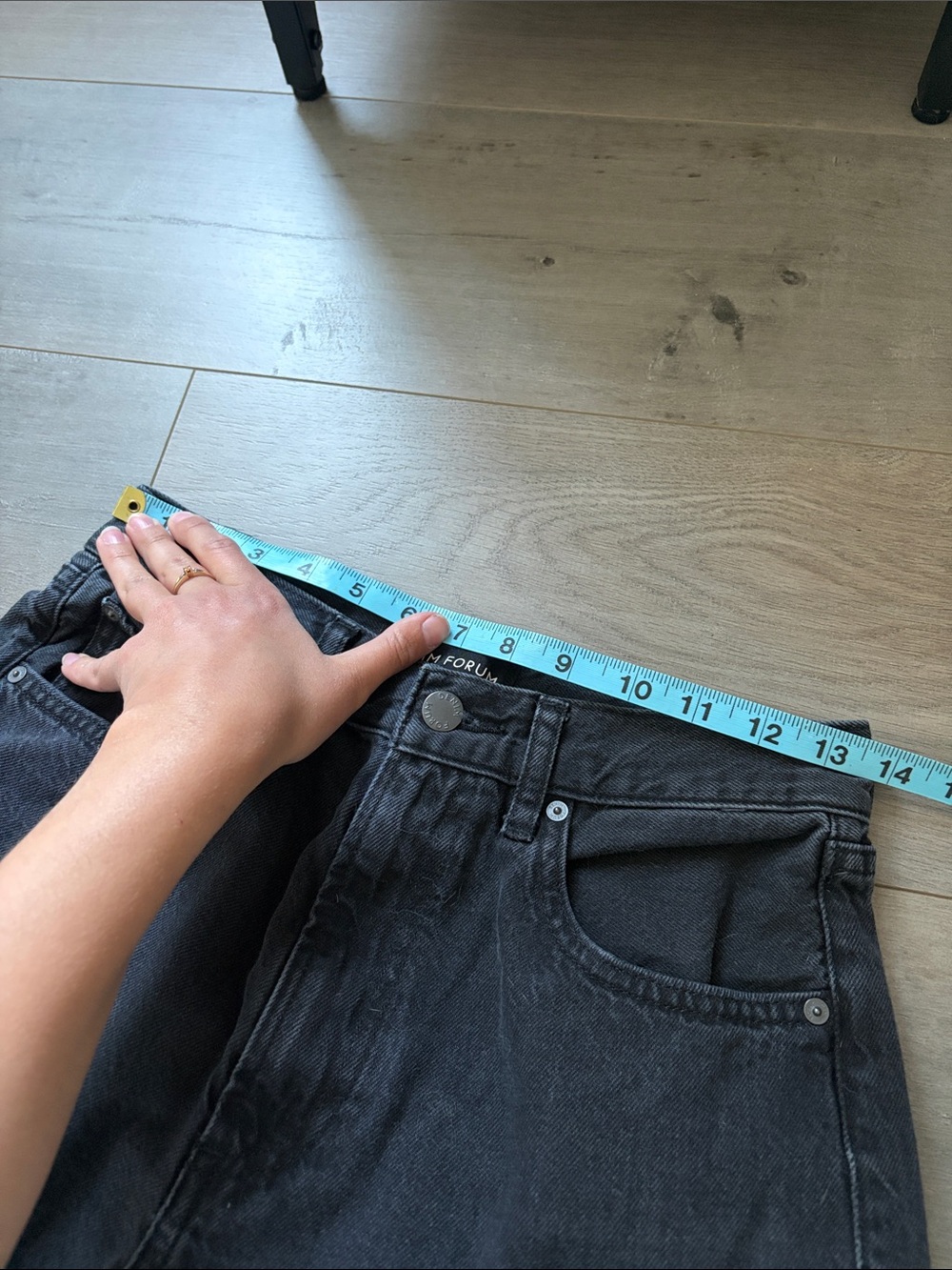 Denim Forum The Farrah Hi-Rise Wide Jeans Black 27 - Picture 7 of 7